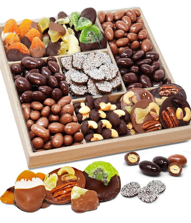 Spectacular Belgian Chocolate Covered Dried Fruit and Nut Tray