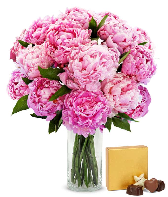 Pretty Pink Peonies - Deluxe with Chocolates