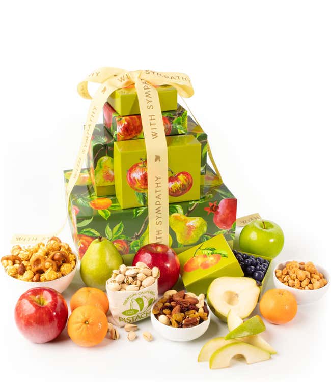 Fruit, Nuts, &amp; Sweets Sympathy Gift Tower