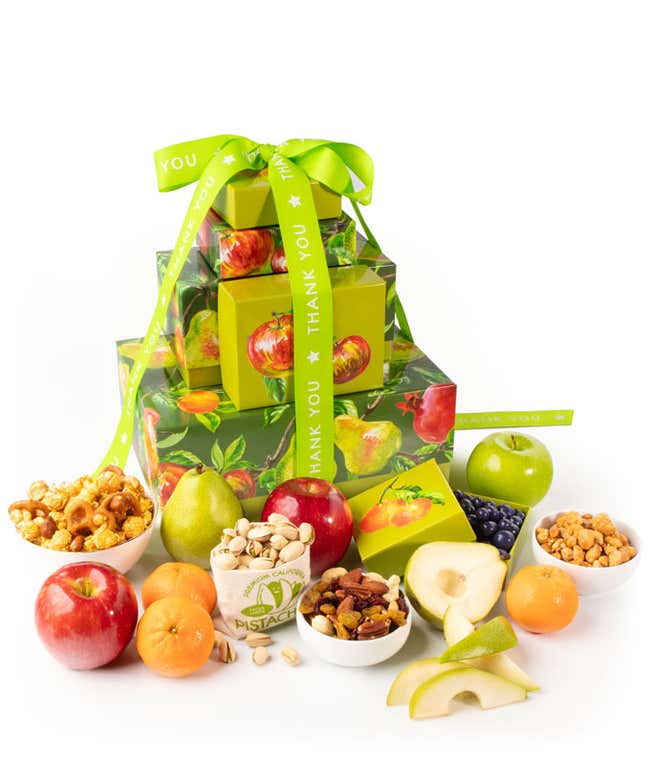 Fruit, Nuts, &amp; Sweets Thank You Gift Tower