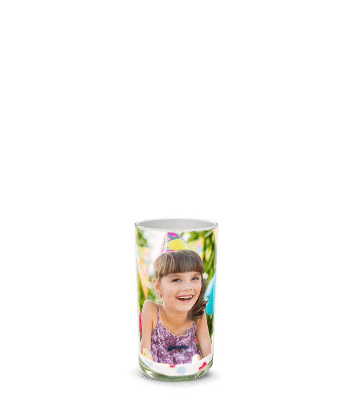 Partial image of Custom Photo Vase without flowers.