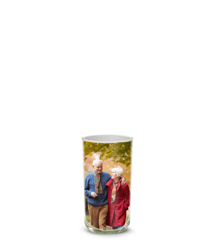Partial image of Custom Photo Vase without flowers.